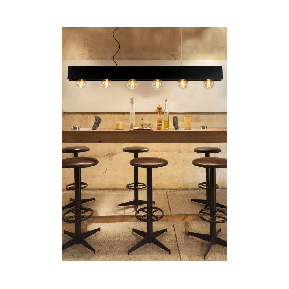 Surtus Industrial Steel Black Rectangular Pendant Light