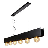 Surtus Industrial Steel Black Rectangular Pendant Light