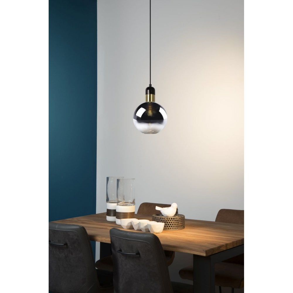 Julius Smoke Grey Vintage Round Pendant Light Fixture
