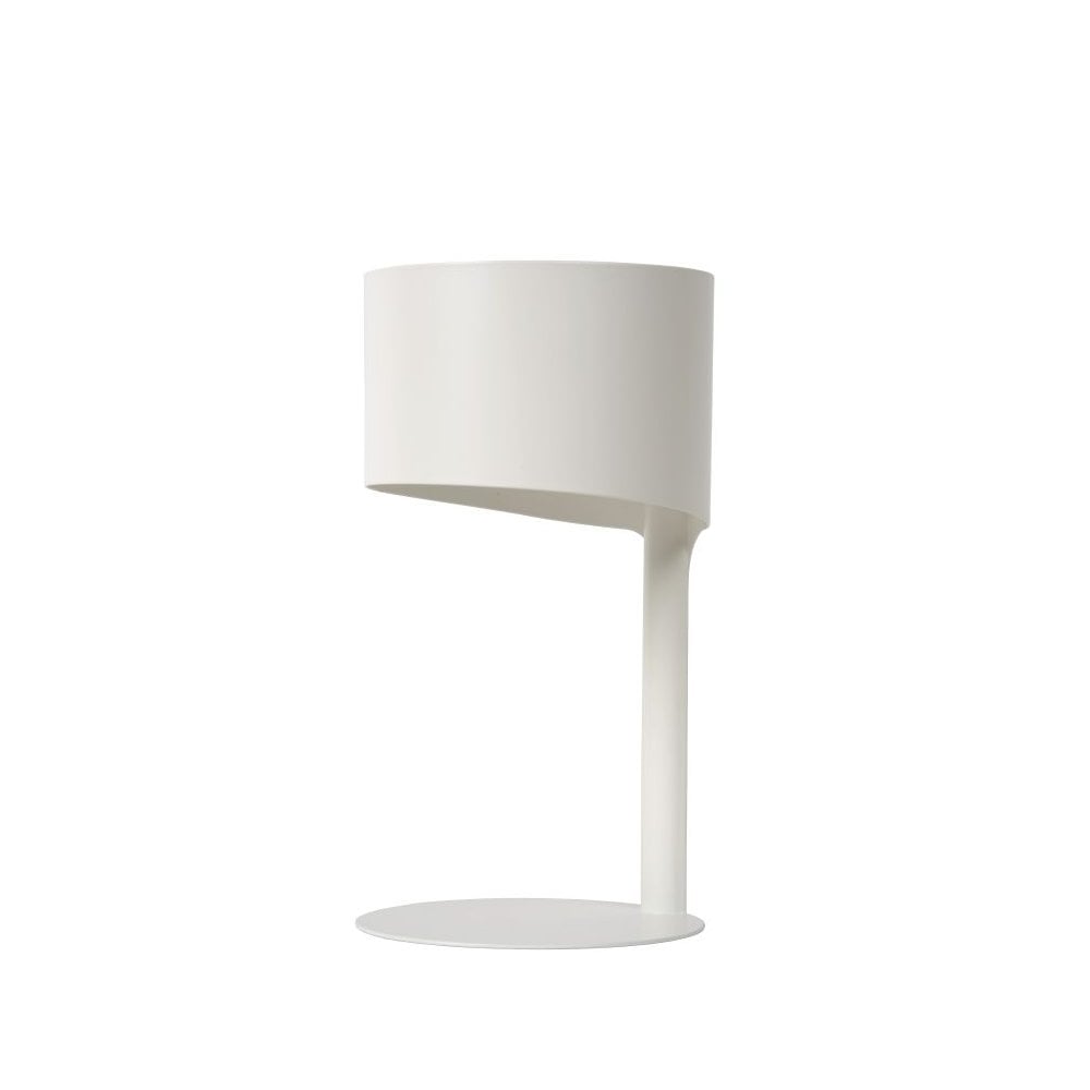 Contemporary White Metal Table Lamp with Modern Round Design