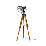 Cottage Chic Black & Light Wood Triangular Floor Lamp