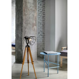 Cottage Chic Black & Light Wood Triangular Floor Lamp