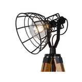 Cottage Chic Black & Light Wood Triangular Floor Lamp