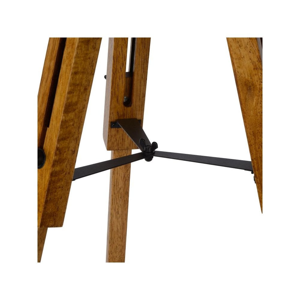 Cottage Chic Black & Light Wood Triangular Floor Lamp