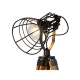 Cottage Chic Black & Light Wood Triangular Floor Lamp