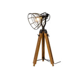 Cottage Chic Black & Light Wood Triangular Floor Lamp