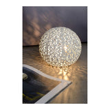Cottage Chic White Metal Globe Table Lamp
