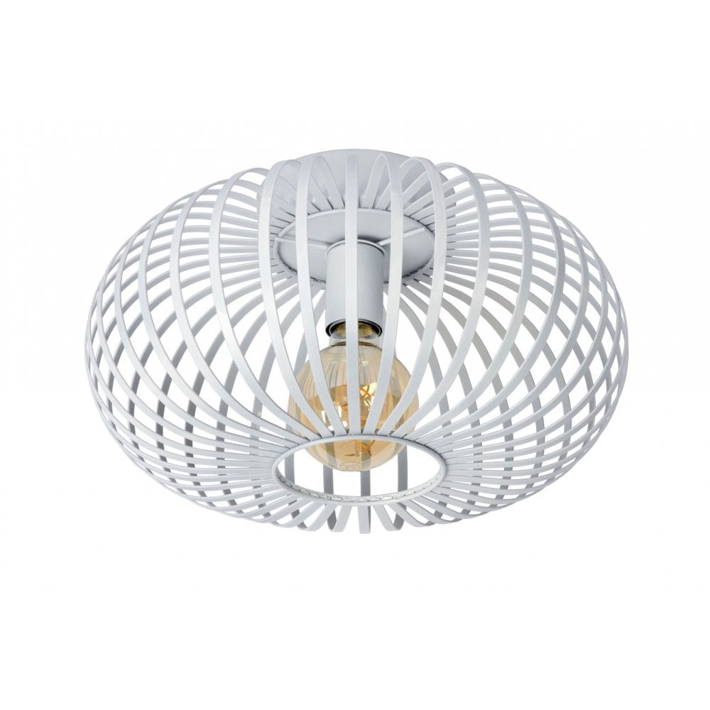 Vintage White Metal Round Ceiling Light Fixture - Manuela Collection