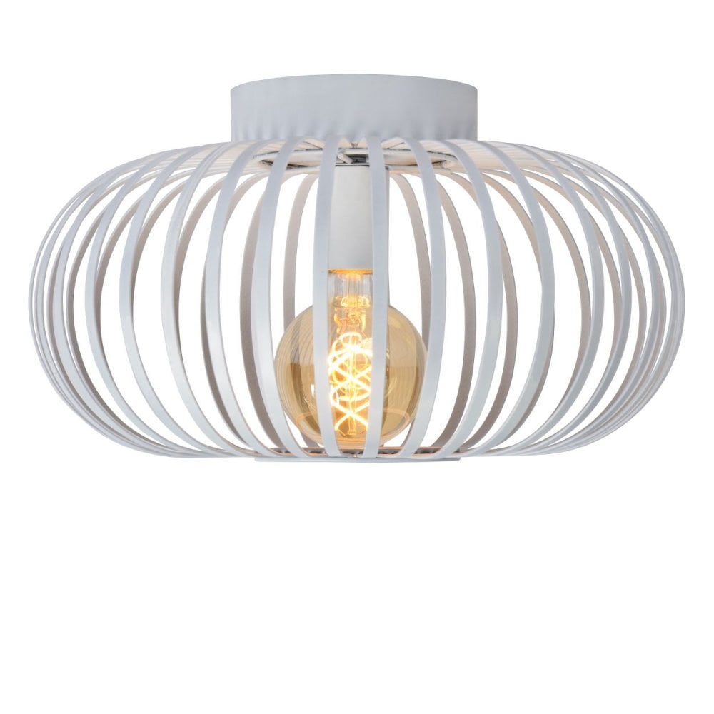 Vintage White Metal Round Ceiling Light Fixture - Manuela Collection