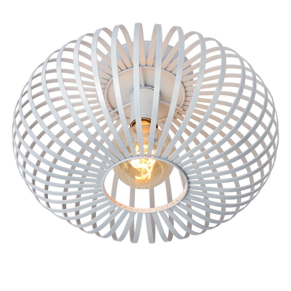 Vintage White Metal Round Ceiling Light Fixture - Manuela Collection