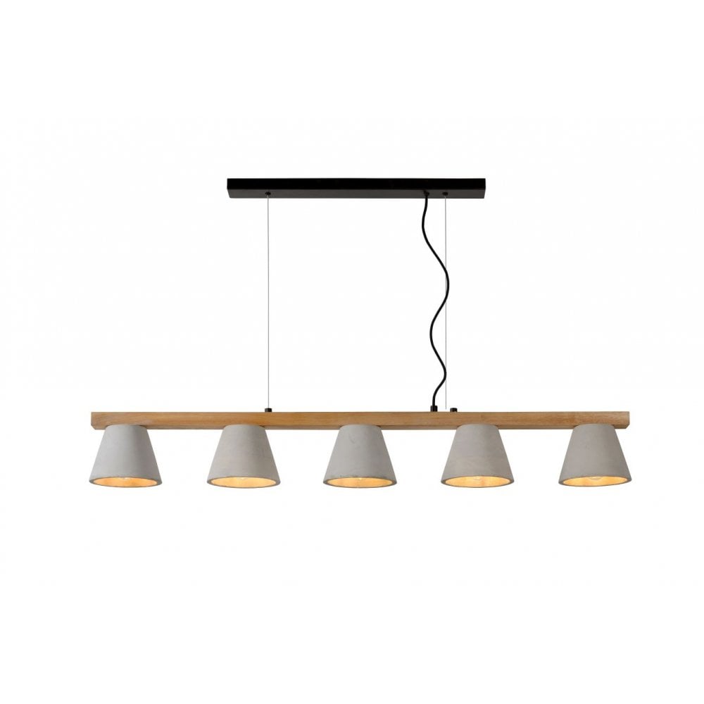 Possio Nordic Oak and Taupe Rectangular Pendant Light