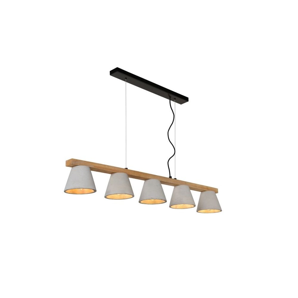 Possio Nordic Oak and Taupe Rectangular Pendant Light