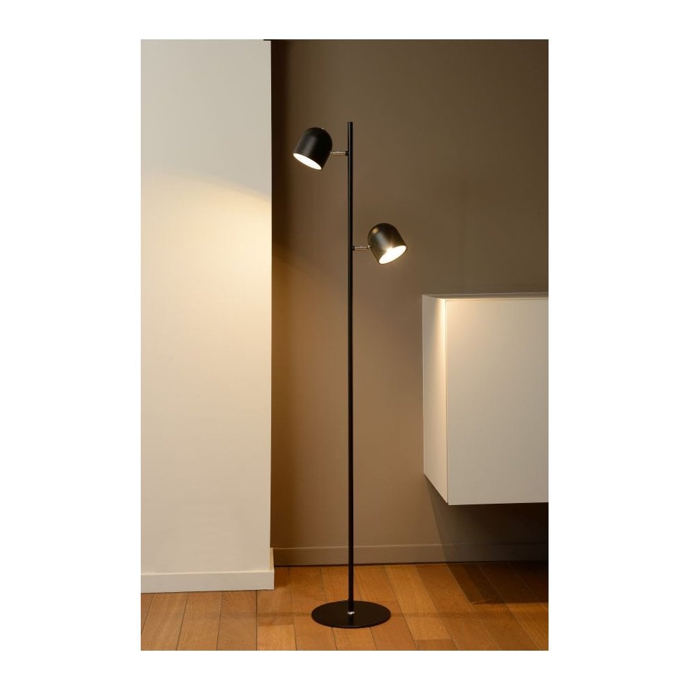 Skanska Sleek Black Metal Round Floor Lamp