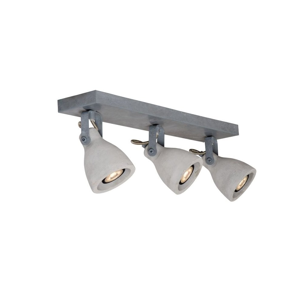 Industrial Grey Metal LED Rectangle Ceiling Spotlight with Concrete Accents
