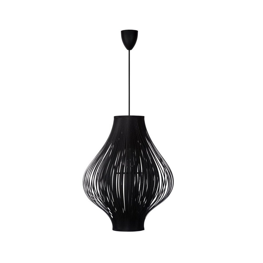 Black Retro Round Pendant Light with PVC Design