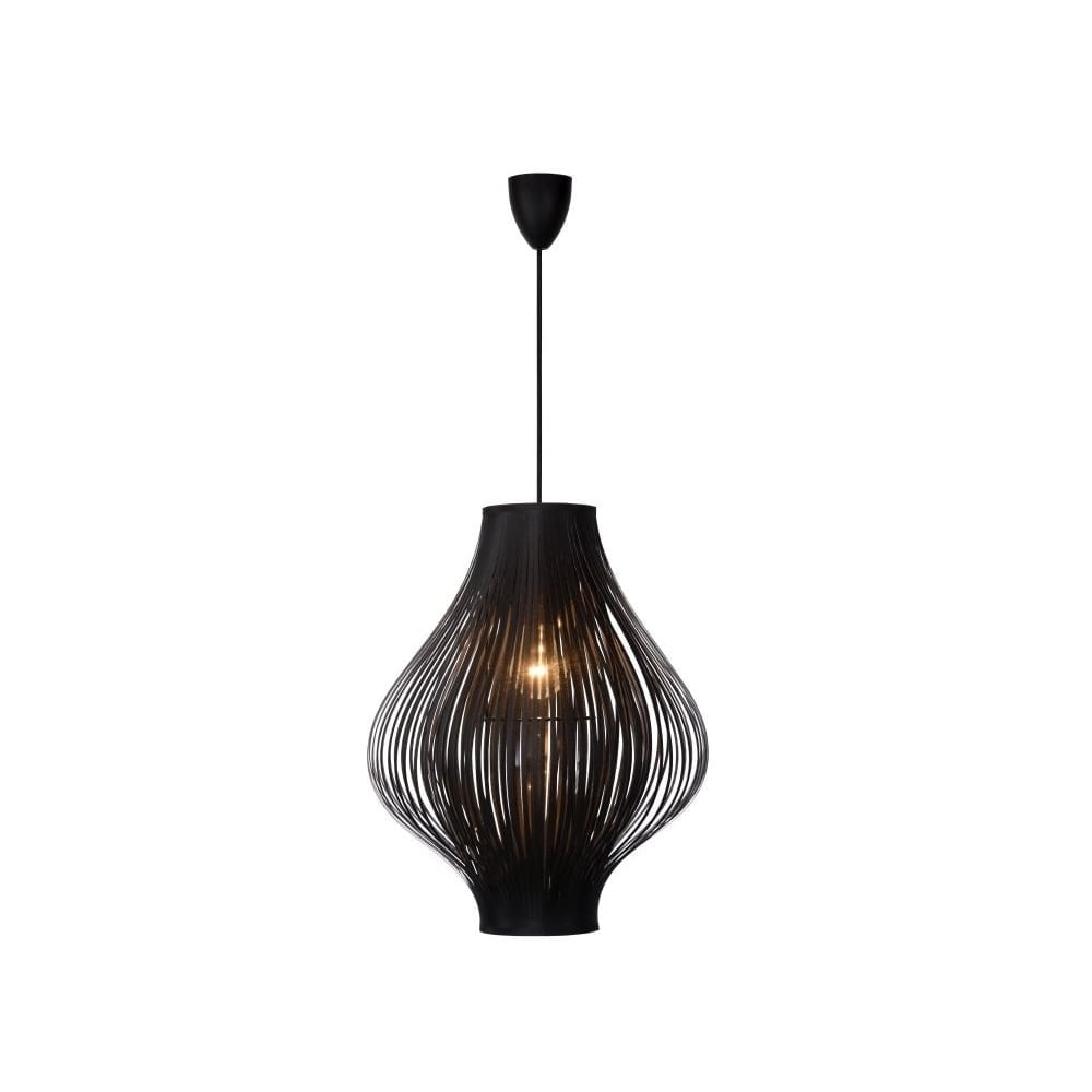 Black Retro Round Pendant Light with PVC Design
