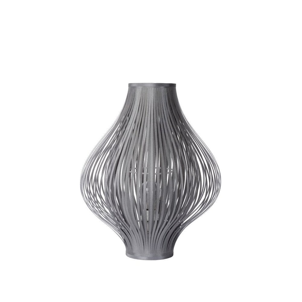 Poli Retro Circular Grey Table Lamp with Cotton Shade