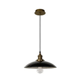 Vintage Bistro Black and Brass Metal Pendant Light Fixture