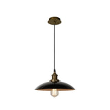 Vintage Bistro Black and Brass Metal Pendant Light Fixture