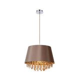 Modern Round Taupe Crystal Pendant Light - 45cm