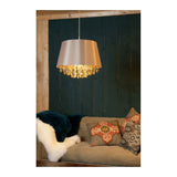 Modern Round Taupe Crystal Pendant Light - 45cm