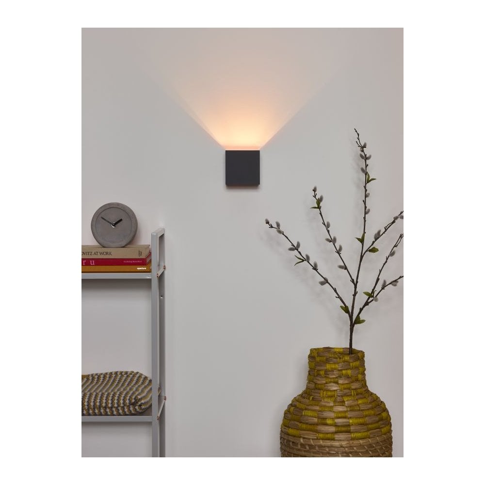 Xio Contemporary Cube Aluminum Grey Wall Sconce