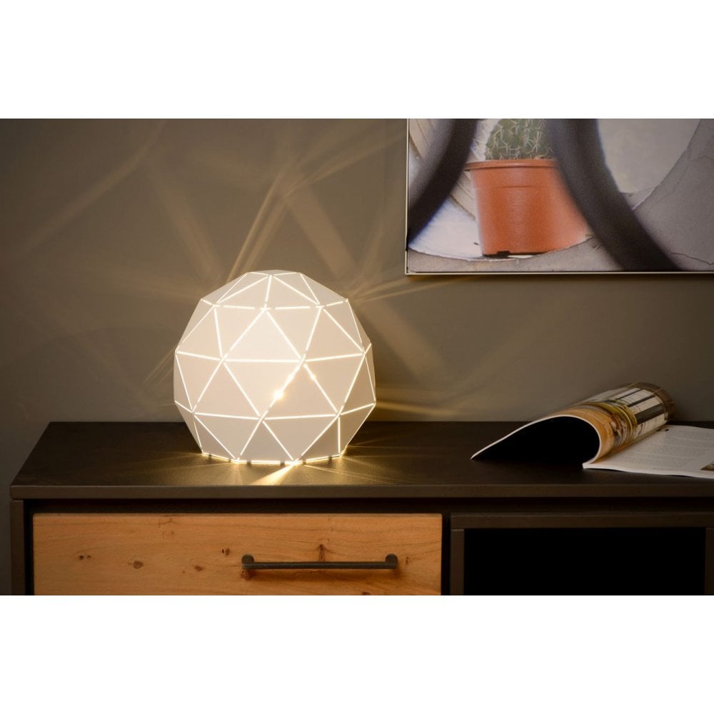 Elegant Modern Round White Metal Lamp