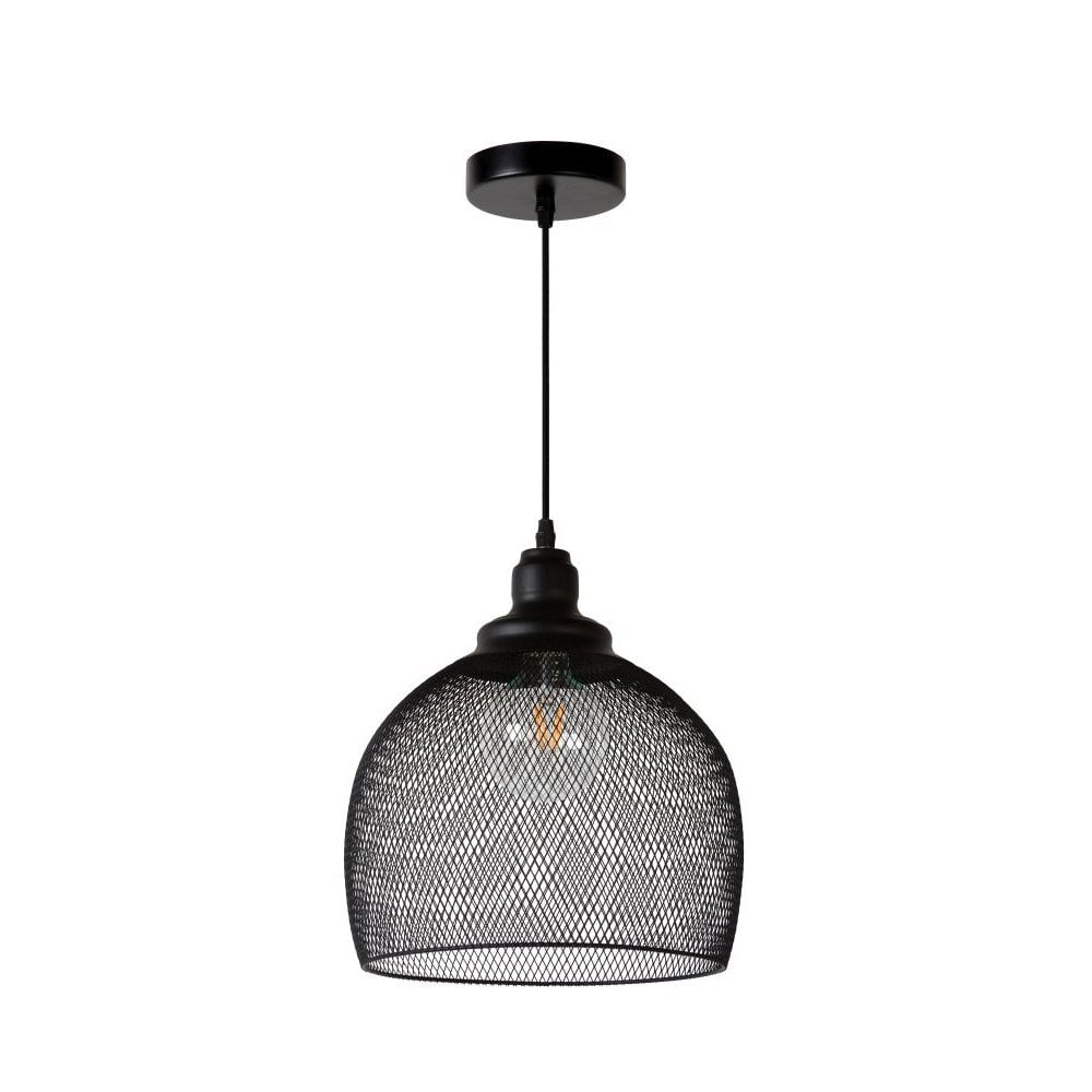Vintage Black Mesh Round Metal Pendant Light Fixture