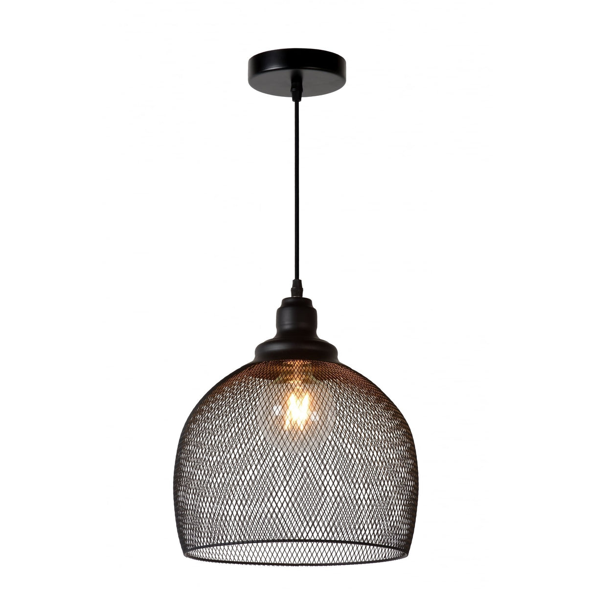 Vintage Black Mesh Round Metal Pendant Light Fixture