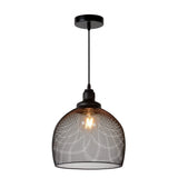 Vintage Black Mesh Round Metal Pendant Light Fixture