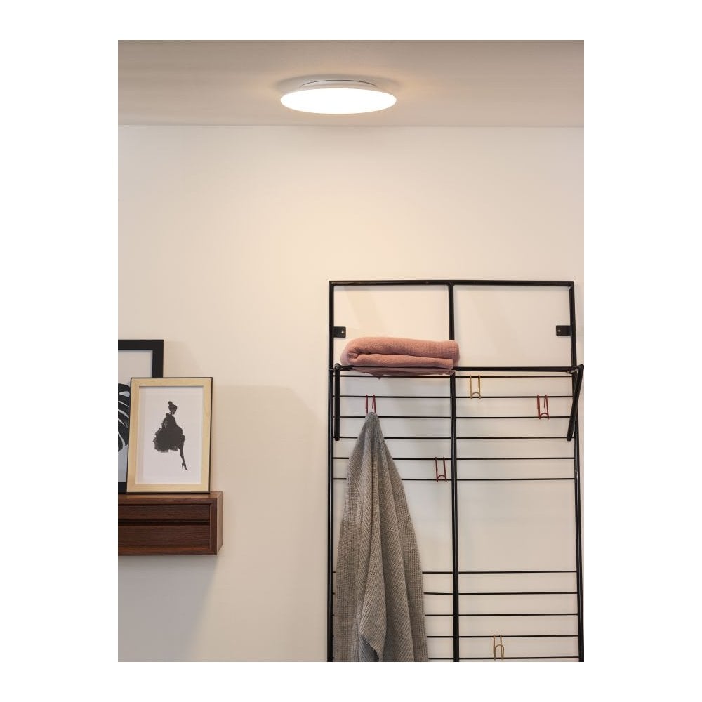 Modern White LED Round Ceiling Light Fixture with Synthetic Material