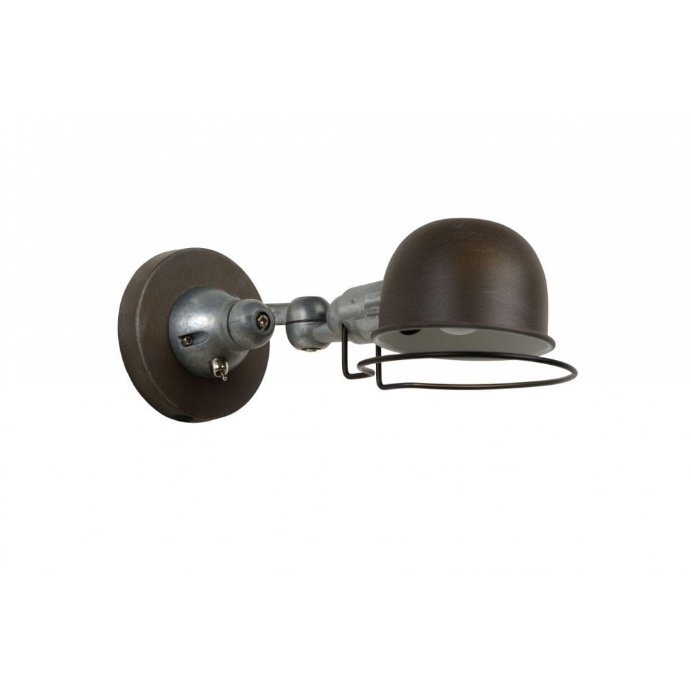 Vintage Industrial Wall Sconce in Rust Brown and Grey Metal