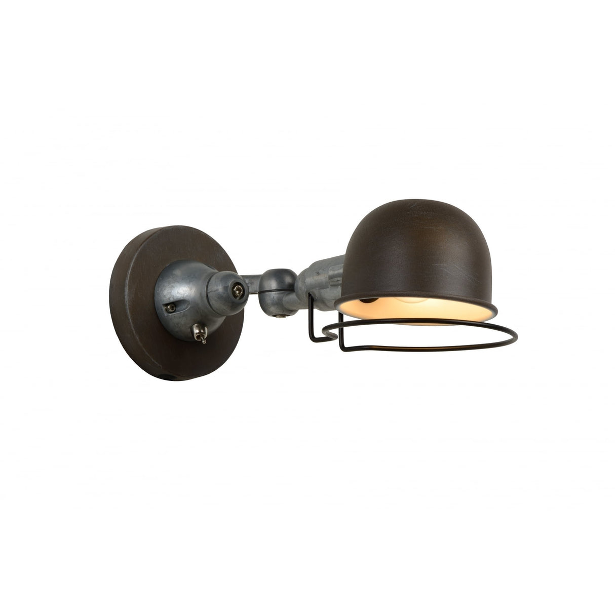 Vintage Industrial Wall Sconce in Rust Brown and Grey Metal