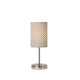 Chic Cottage Round White and Chrome Metal Table Lamp