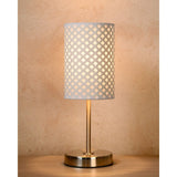 Chic Cottage Round White and Chrome Metal Table Lamp