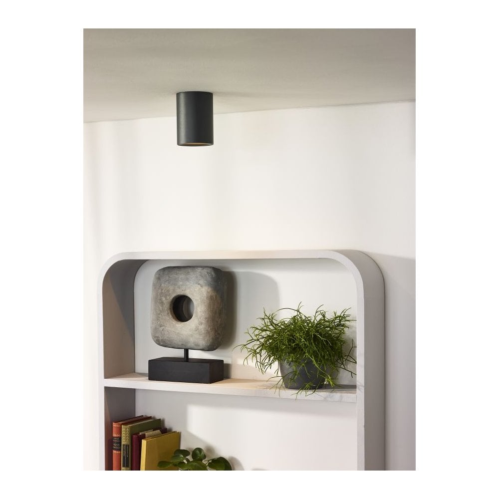 Contemporary Grey Cylinder Ceiling Spotlight with LED Bulb