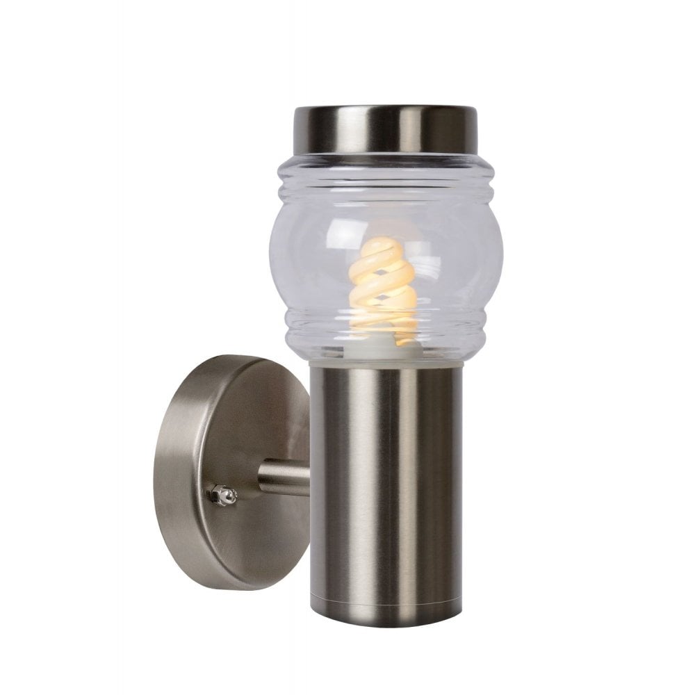 Mirane Cottage Round Satin Chrome Steel Outdoor Wall Light