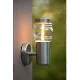 Mirane Cottage Round Satin Chrome Steel Outdoor Wall Light