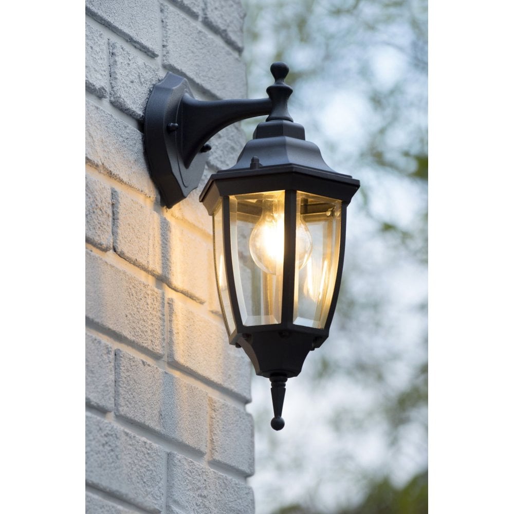 Tireno Hexagonal Black Aluminum Outdoor Wall Lantern