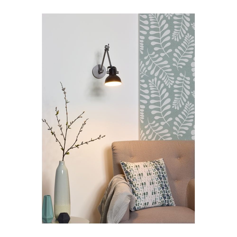 Sleek Contemporary Metal Round Wall Light in Black and Grey