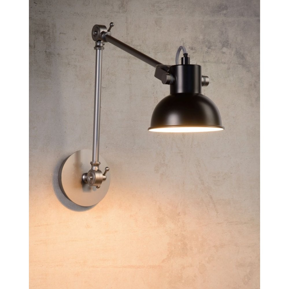 Sleek Contemporary Metal Round Wall Light in Black and Grey