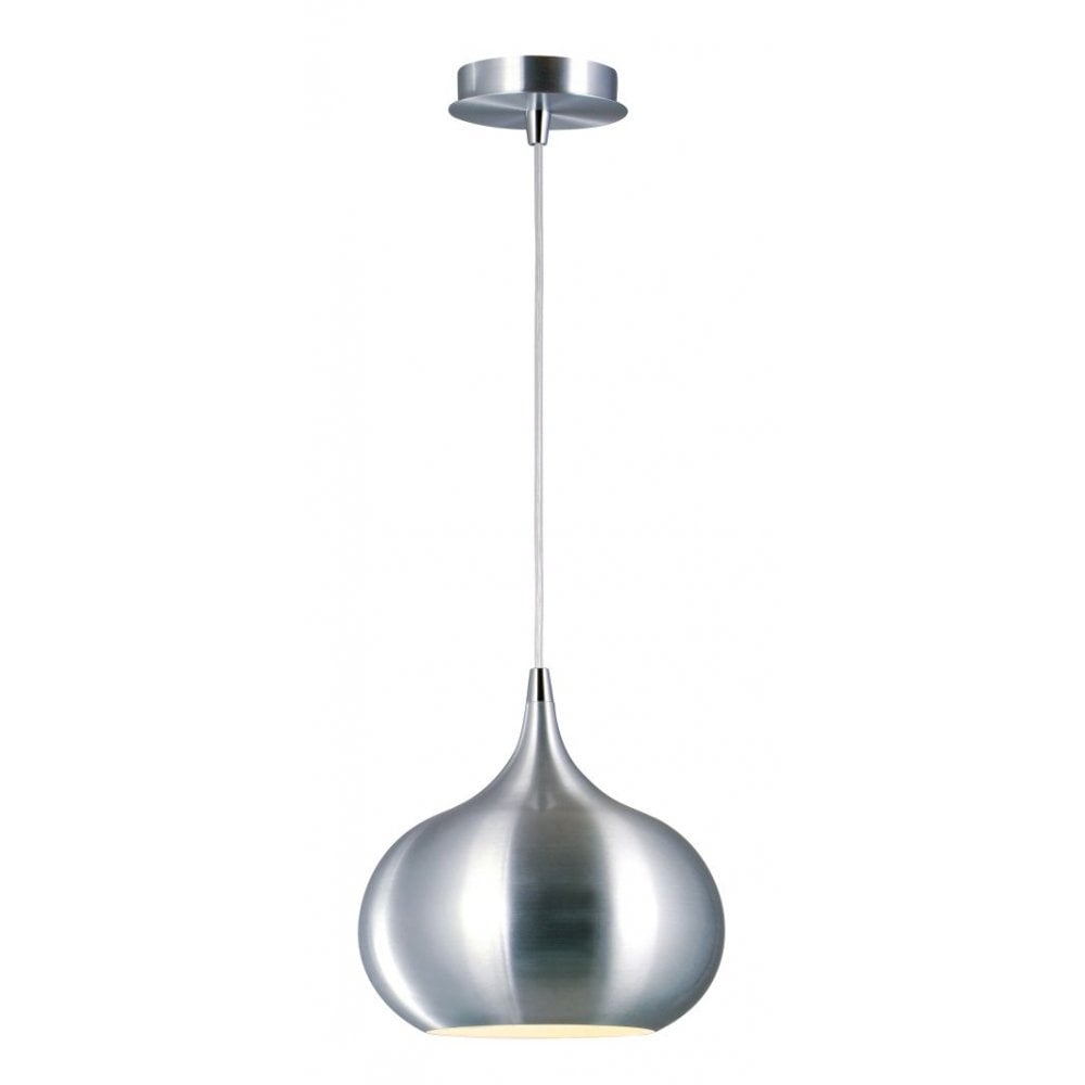 Contemporary Riva Satin Chrome Metal Pendant Light Fixture