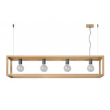 Oris Industrial Rectangular Metal and Light Wood Pendant Ceiling Light