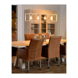 Oris Industrial Rectangular Metal and Light Wood Pendant Ceiling Light