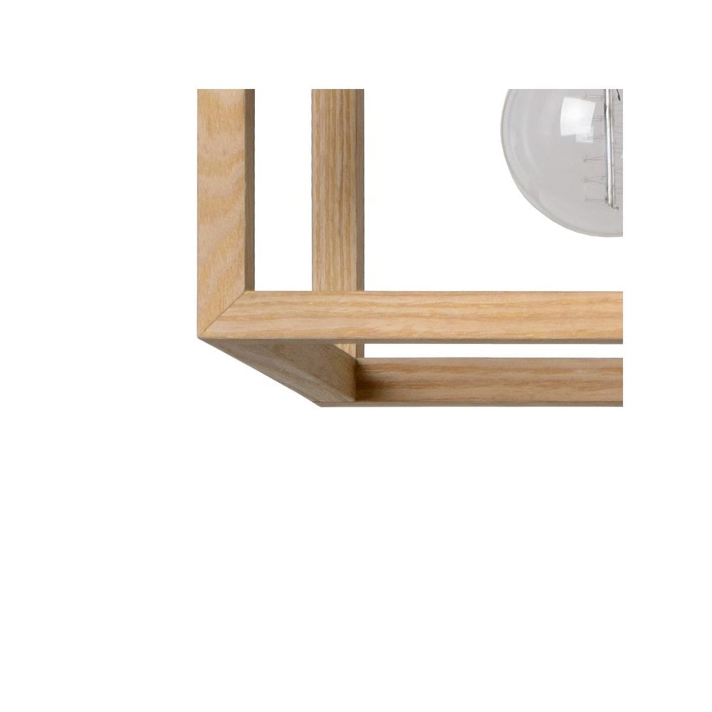 Oris Industrial Rectangular Metal and Light Wood Pendant Ceiling Light