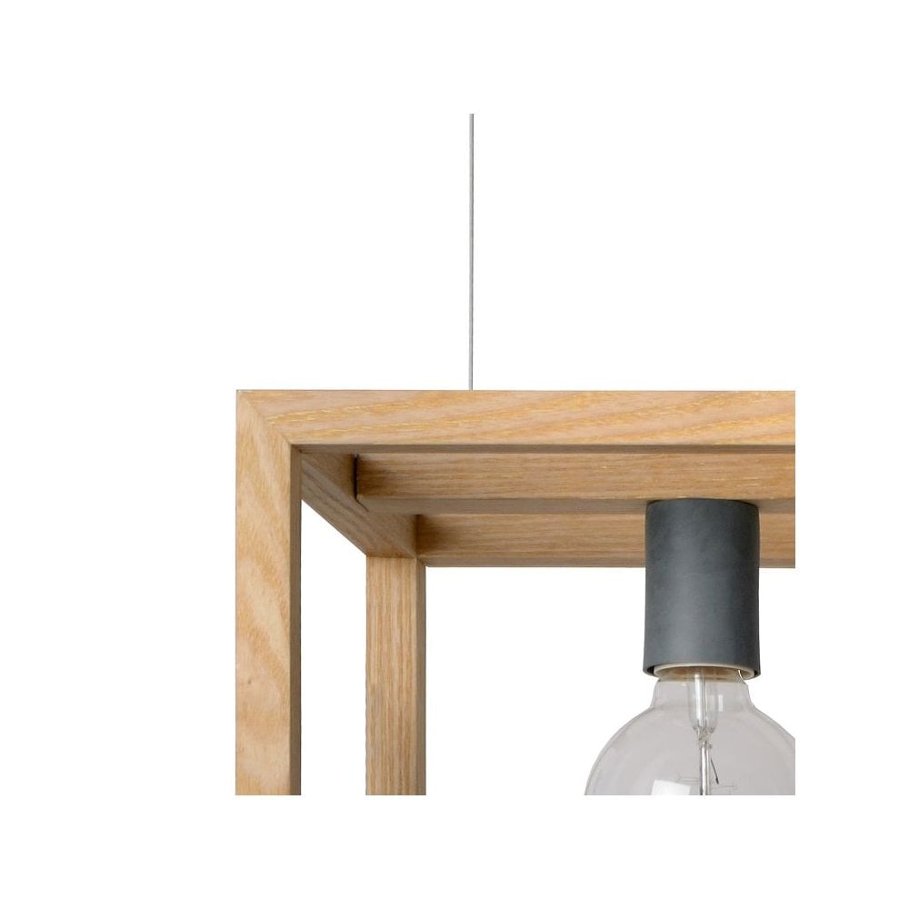 Oris Industrial Rectangular Metal and Light Wood Pendant Ceiling Light