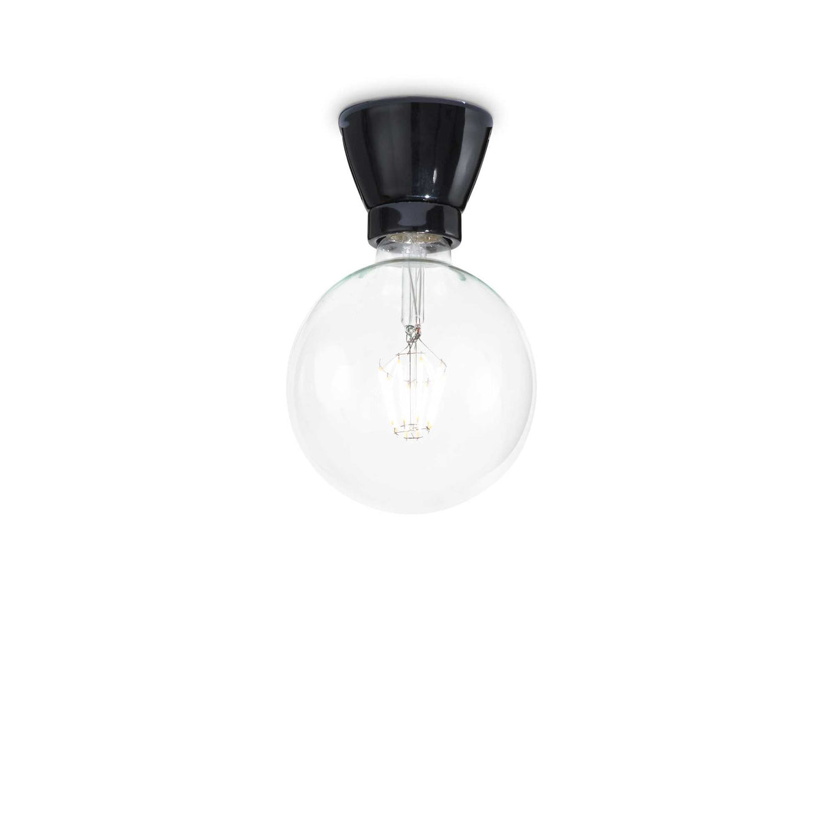 Elegant Black Single-Bulb Flush Ceiling Light