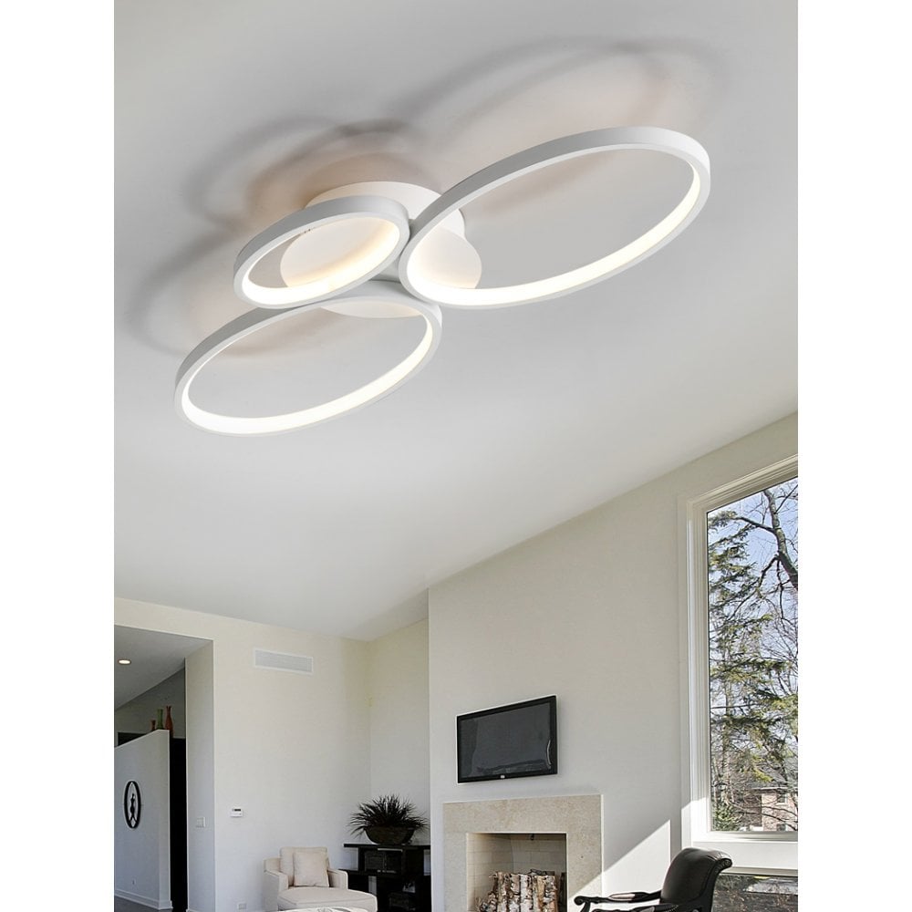 Illuminate Elegance: Sios Triple-Ring LED Ceiling Light, White
