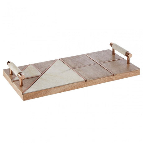 Birdbox Cowhide / Wood Tray, Cowhide, Iron, Mango Wood, Natural