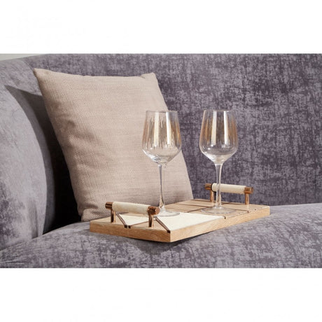 Birdbox Cowhide / Wood Tray, Cowhide, Iron, Mango Wood, Natural